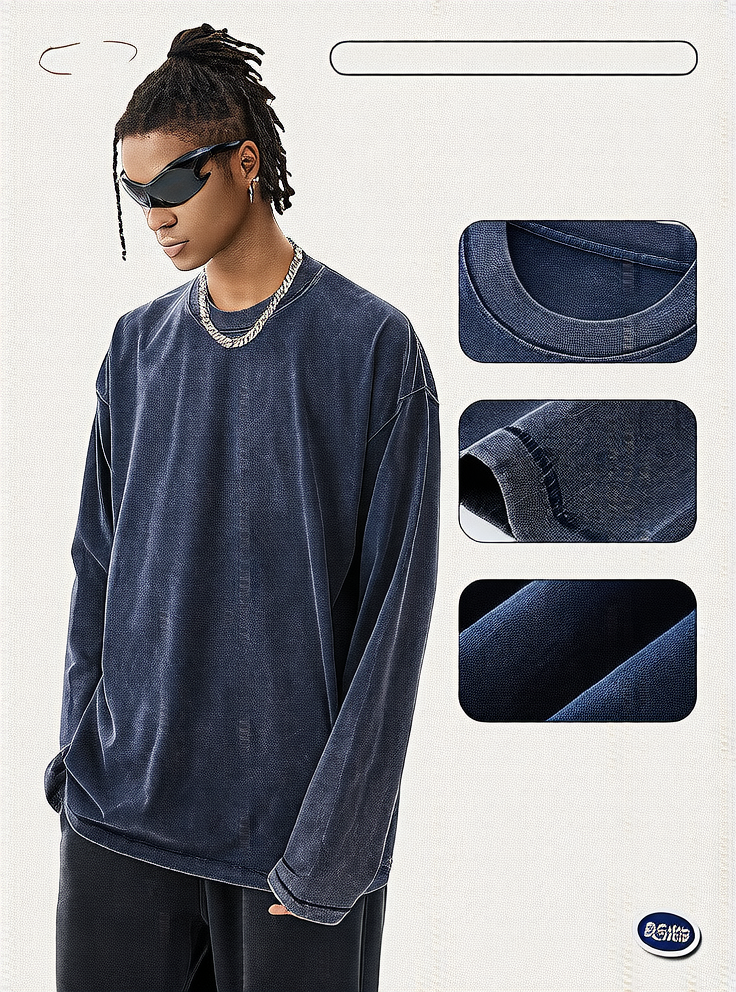 Retro men's long-sleeved T-shirt