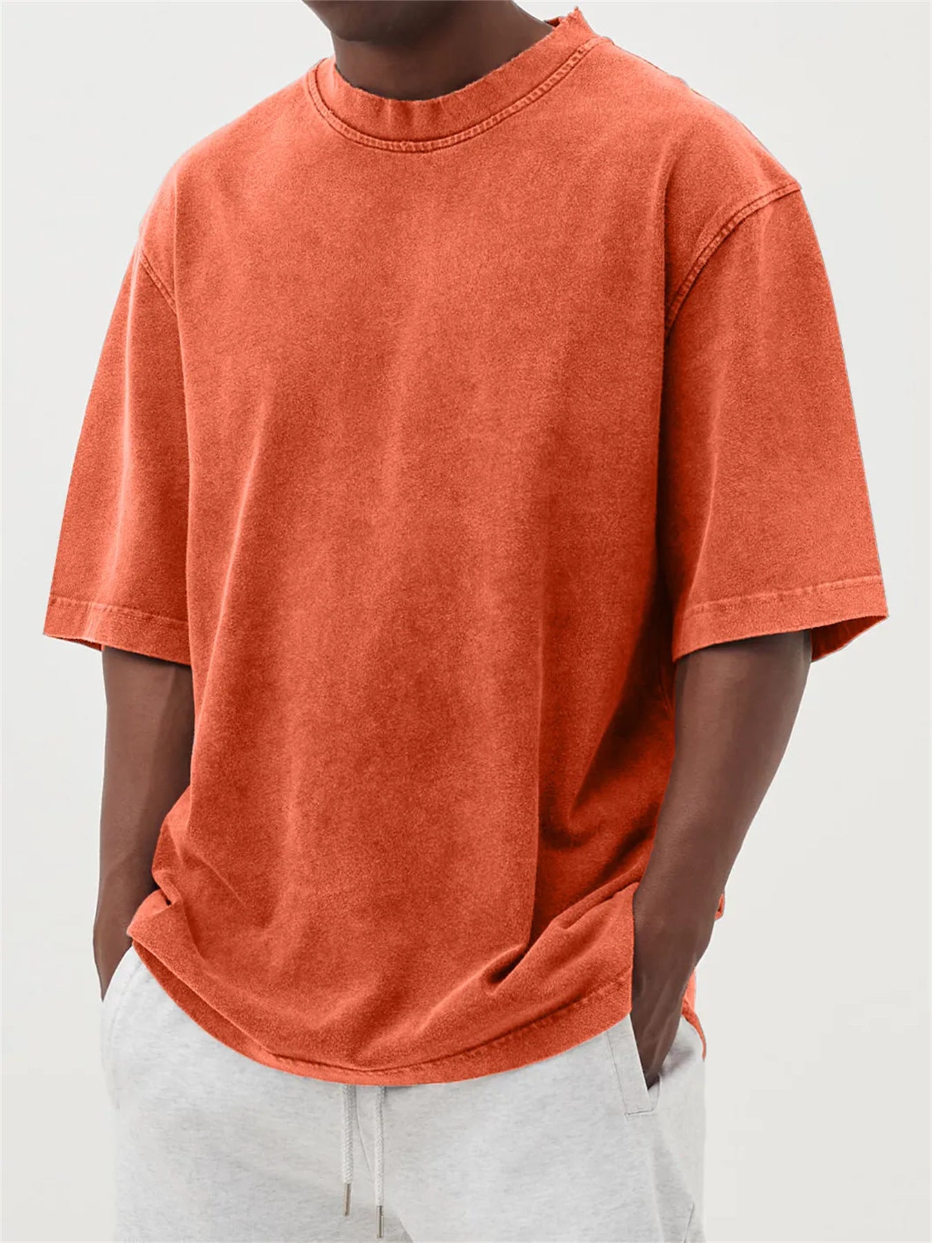 Mens Washed Cotton Pullover T-Shirt