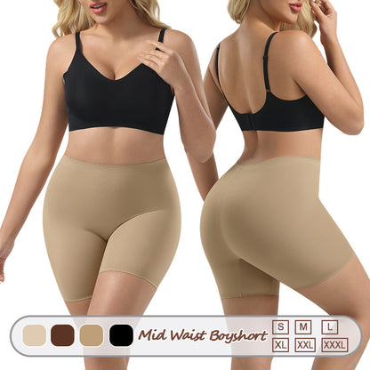 Women Seamless Body Shaping Boxer Mid Waist Tummy Control Panties