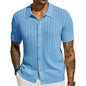 Mens Breathable Short Sleeve Knitted Shirt