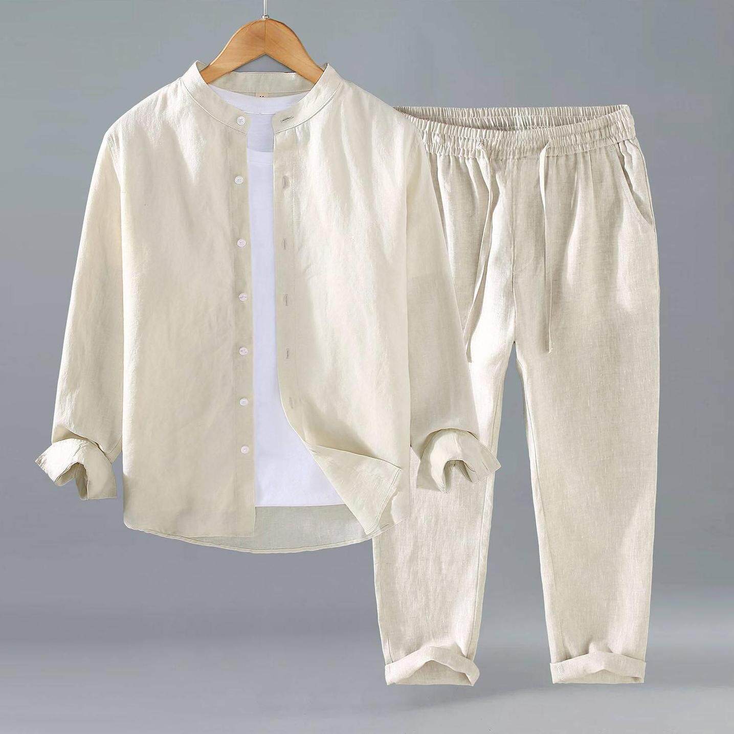 Mens Linen Shirt and Pants Set