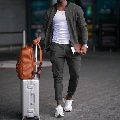 Casual Jacket Suit with Stand Collar