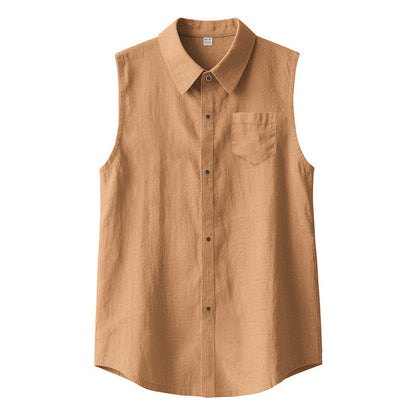 Men's Sleeveless Linen Shirt Vest