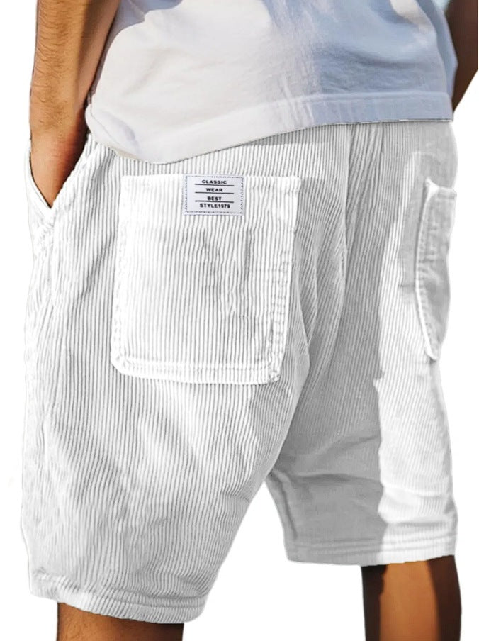 Mens Vintage Corduroy Shorts with Multiple Pockets