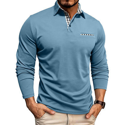 Mens Breathable Polo Shirt Long Sleeve