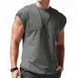 Mens Solid Color Sleeveless Vest Casual Cotton Blend Shirt