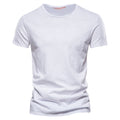 Mens Solid Color V-Neck Cotton T-Shirt