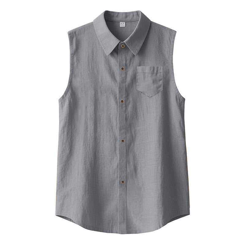 Men's Sleeveless Linen Shirt Vest