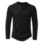 Corduroy Henry collar long-sleeved T-shirt