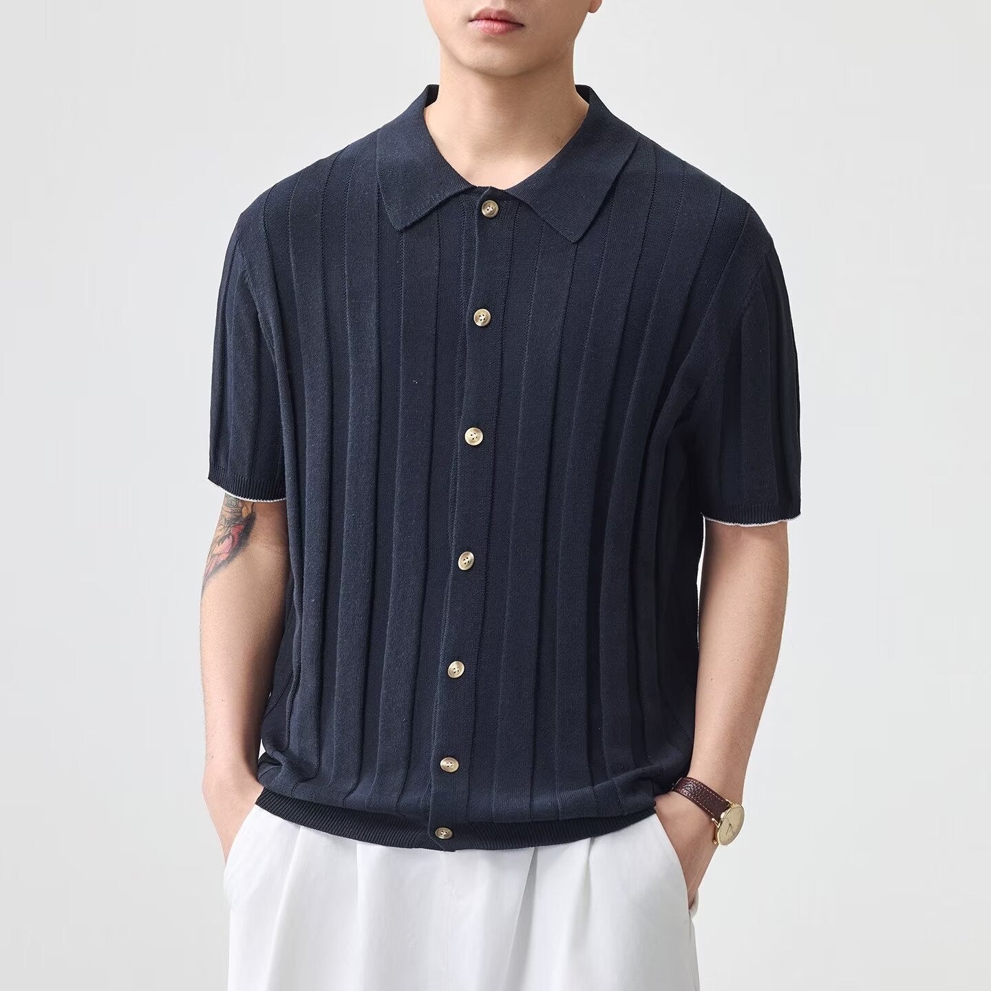Jacquard Retro Luxury Knitted Polo Shirt