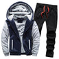 Men's thickened fleece-lined hoodie set