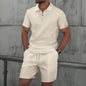 Waffle Fabric Men's Short Sleeve Polo Suit
