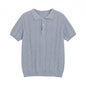 Classic Striped Knit Polo Shirt