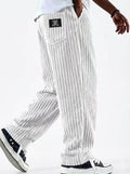 Mens Corduroy Casual Pants with Vertical Stripes