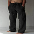 Mens Cotton Linen Drawstring Casual Pants