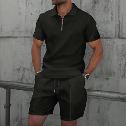 Men's Waffle Knit Short Sleeve and Shorts Set
