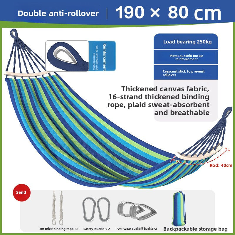 Thickened Nylon Outdoor Hammock Anti-Rollover Striped Swing Bed