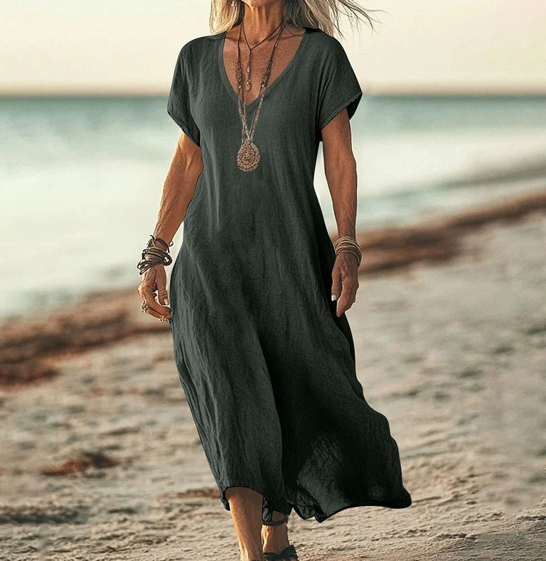 Women's Cotton Linen A-Line Dress