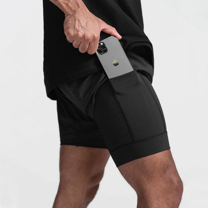 Men's Quick-Dry Fitness Shorts Double-Layer Athletic Design