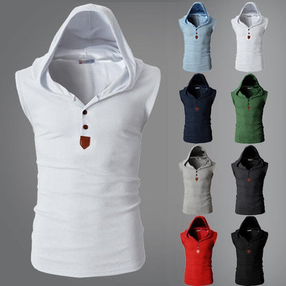 Mens Stretch Hooded Sweat Vest
