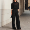 Womens Printed Short Sleeve Wide Leg Pants Set