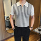 Men Slim Fit Jacquard Half Zip Polo Shirt