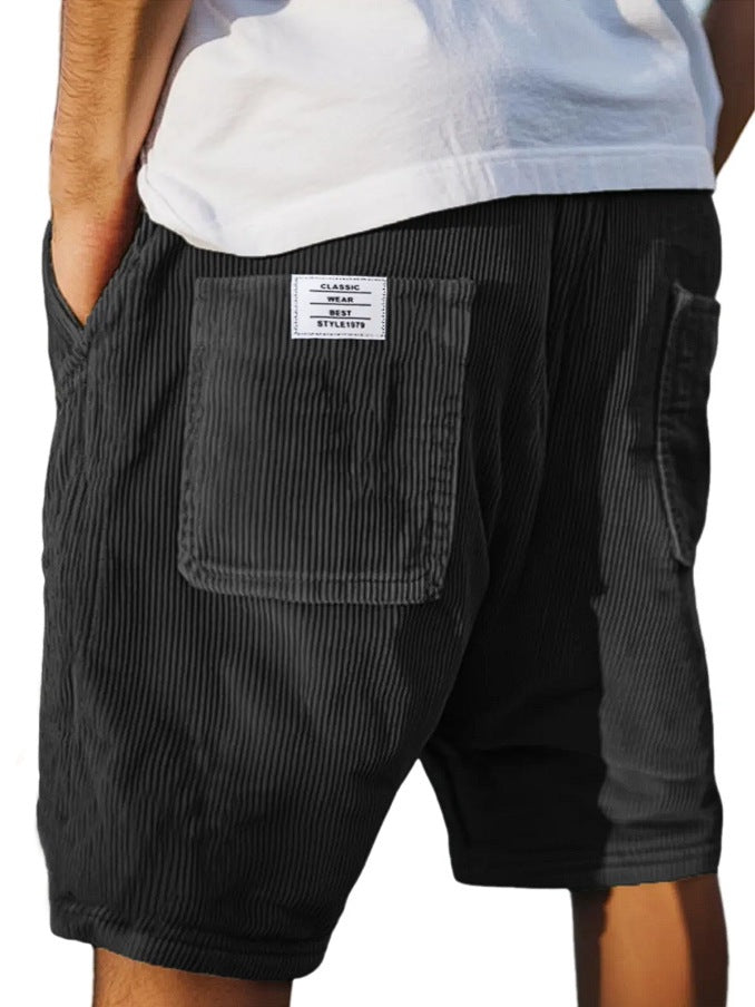 Mens Vintage Corduroy Shorts with Multiple Pockets