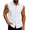 Lapel Sleeveless Shirt for Men, Solid-Color Vest