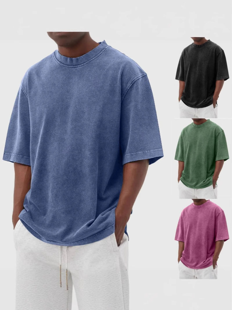Mens Washed Cotton Pullover T-Shirt