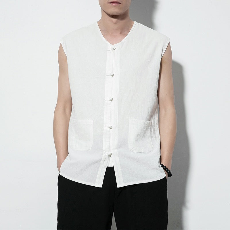 Chinese Style Cotton Linen Sleeveless Vest