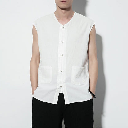 Chinese Style Cotton Linen Sleeveless Vest