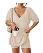 High-waisted, slimming short-sleeved shirts and shorts