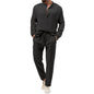 Men's Pure Color Casual Long Sleeve Shirt and Pants Set
