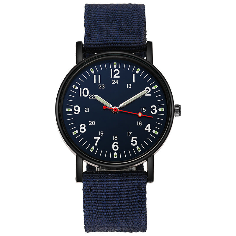 Mens Military Style Quartz Watch with Canvas Strap