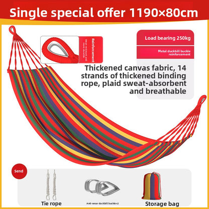 Thickened Nylon Outdoor Hammock Anti-Rollover Striped Swing Bed