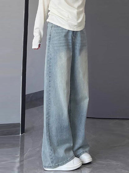 Womens High Waisted Wide Leg Denim Pants
