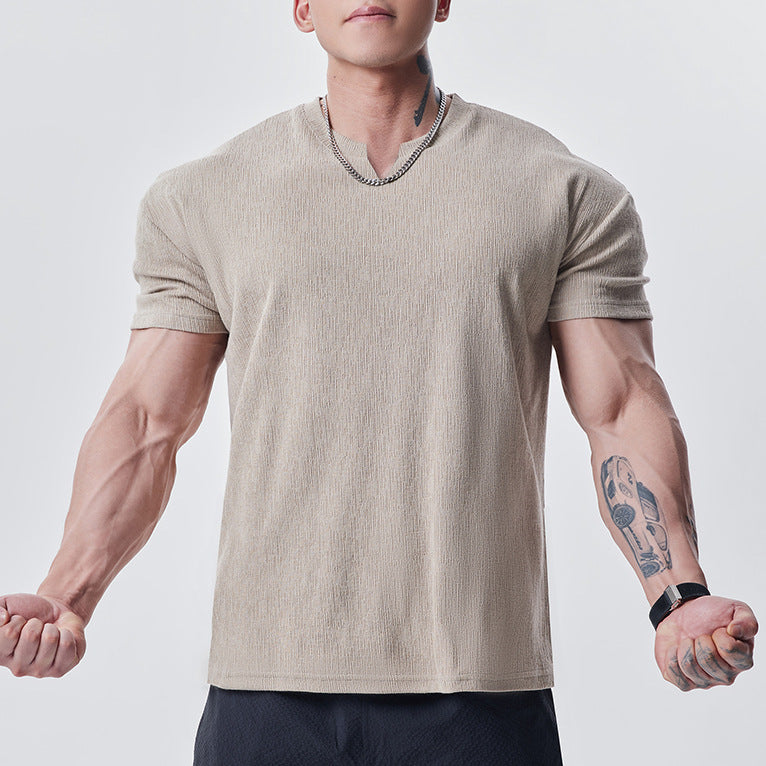 High-Quality Texture Cuff Sleeve T-Shirt for Men