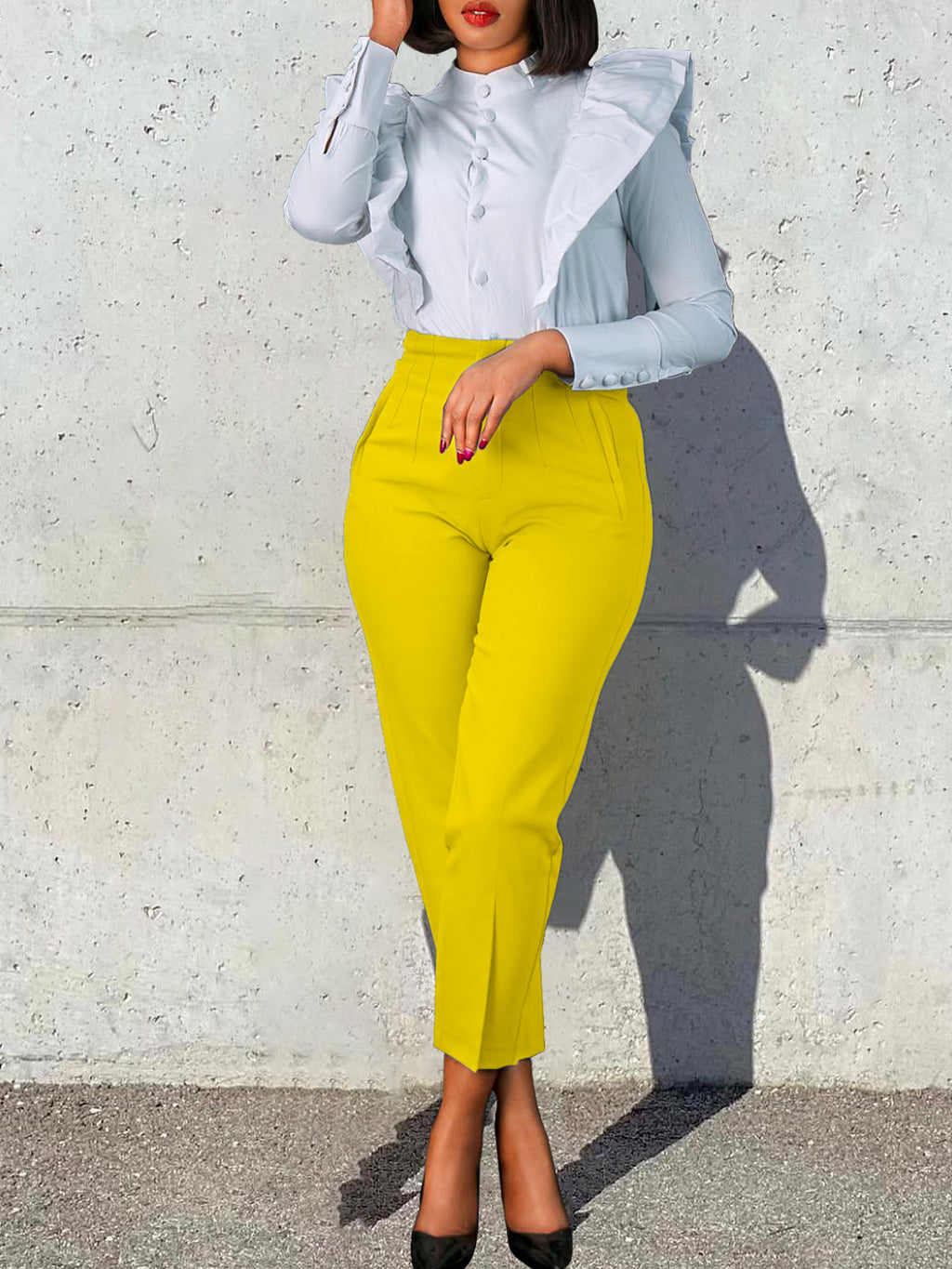 Large Size Fashionable Elegant Casual Slim High-Waisted Trousers