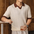 Men's Silk Jacquard Polo Shirt Summer Short Sleeve Knitwear