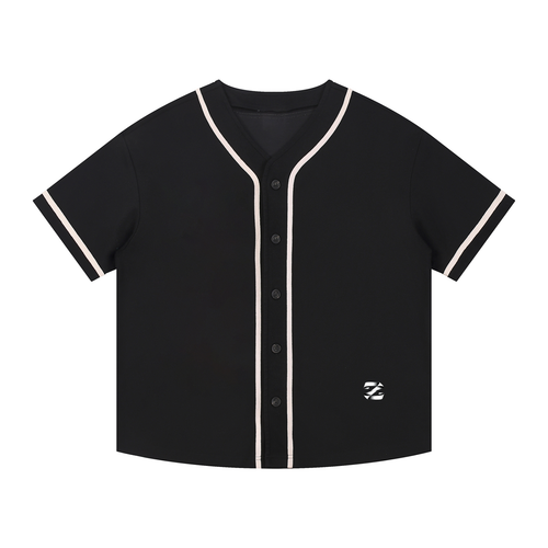 Contrast Piped Button-Up Jersey