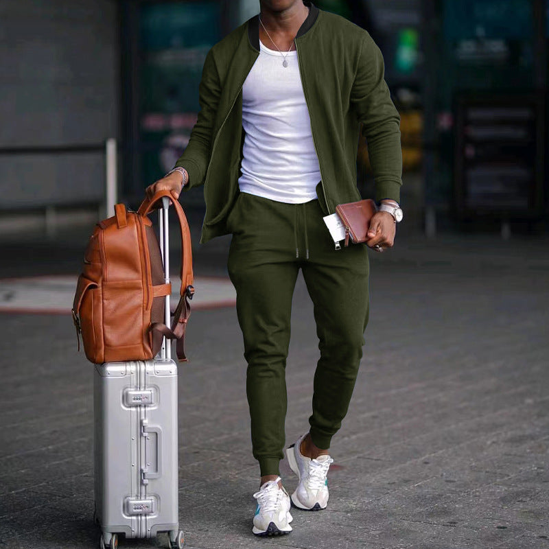 Casual Jacket Suit with Stand Collar