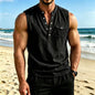 Men's Linen Sleeveless Vest with Button Pocket