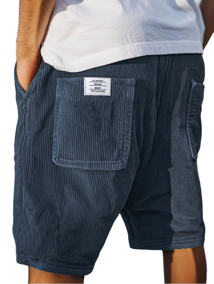 Mens Vintage Corduroy Shorts with Multiple Pockets
