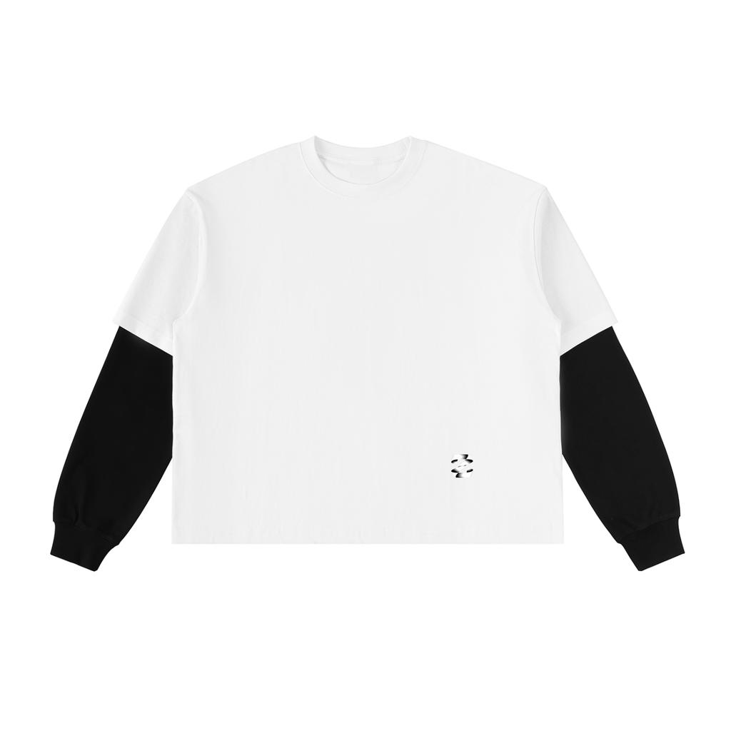 Z Layered Contrast Sleeve Cotton T-Shirt