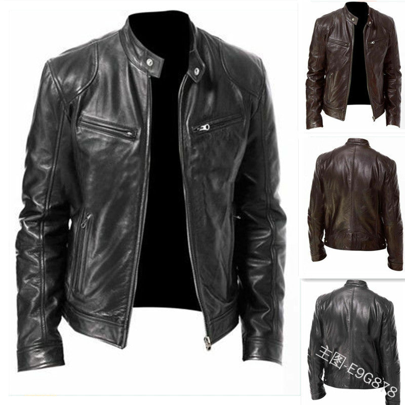 Mens Stand Collar Zipper Jacket