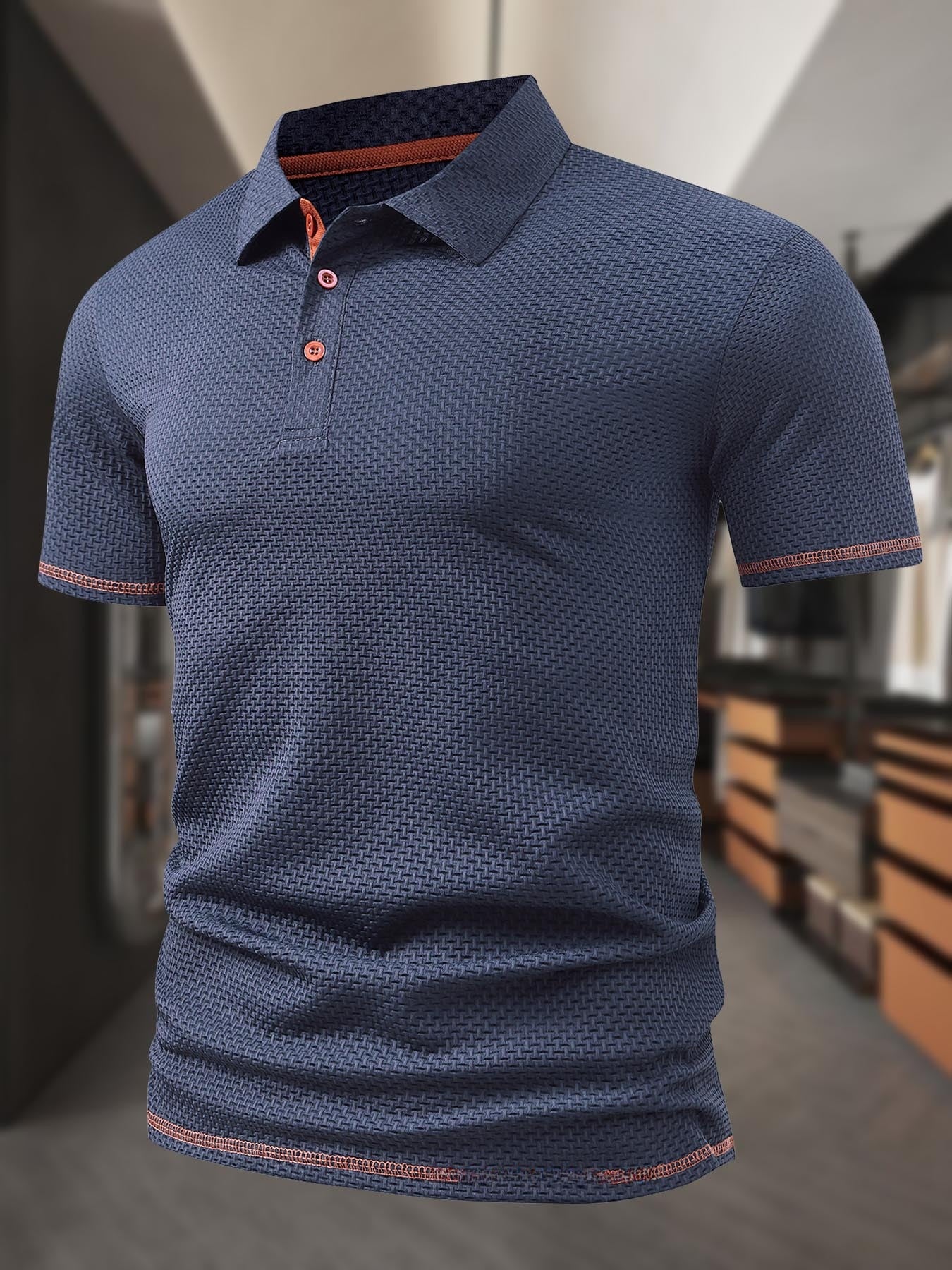 Mens Jacquard Ice Silk Polo Shirt