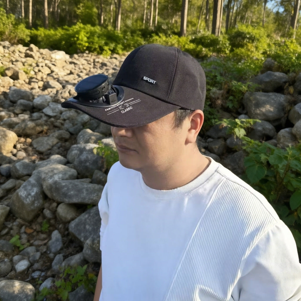 Solar-Powered Cooling Hat with USB Charging