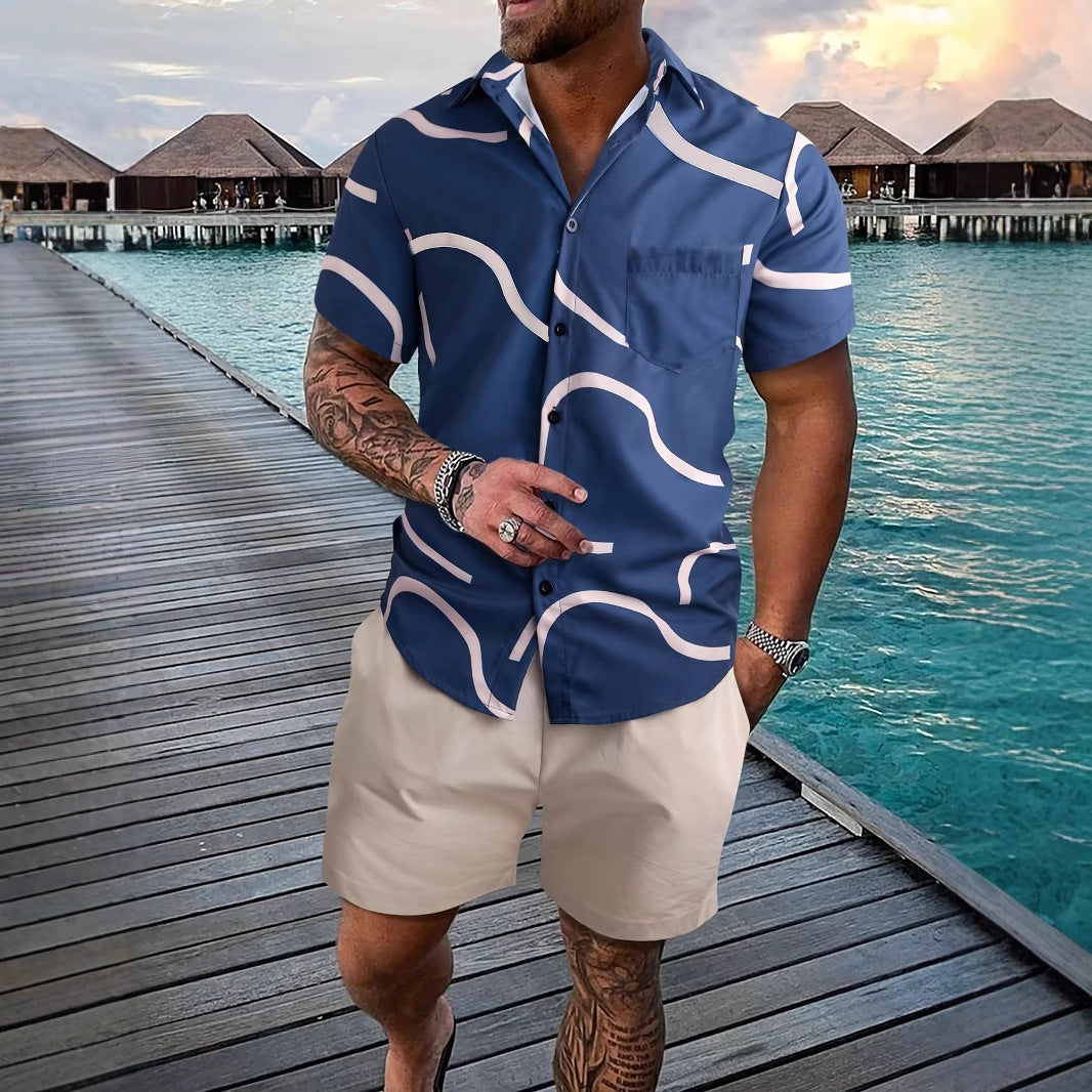Men's 3D Printed Tropical Shirt and Shorts Set