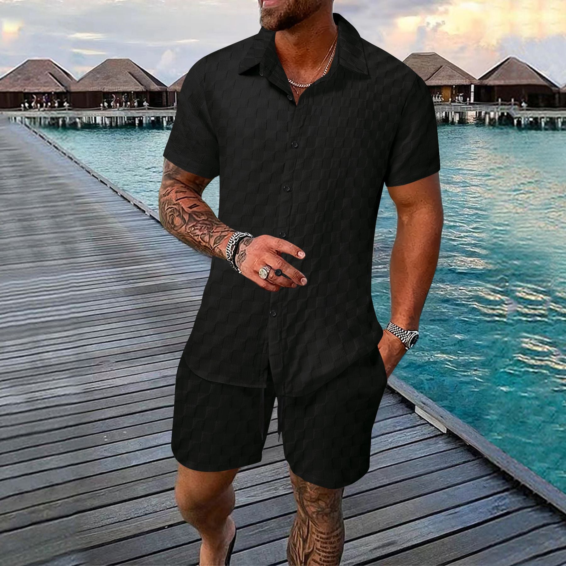 Men's Casual Summer Shirt and Shorts Set