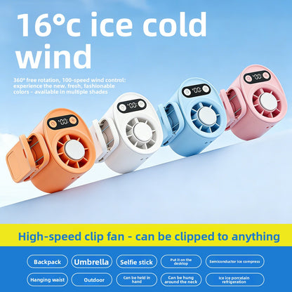 Portable USB Rechargeable Neck Hanging Fan